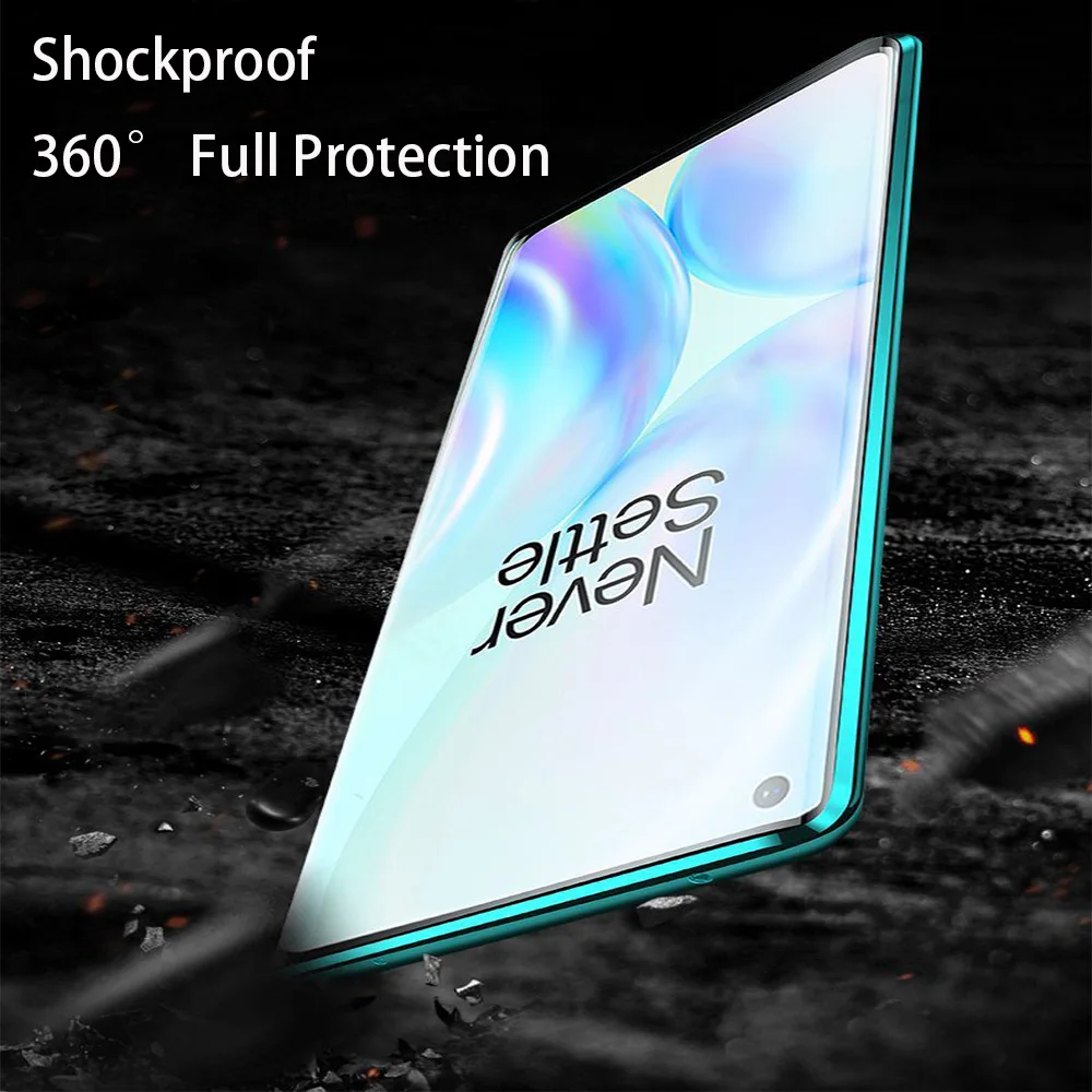 Магнитный чехол для Oneplus 8 Pro двусторонний прозрачный из закаленного стекла One plus 7