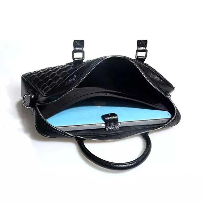 Men's 14 inch Laptop Briefcases Fashion Women's Genuine Leather Handbags Luxury Business Shoulder Messenger Bag Crossbody Bags