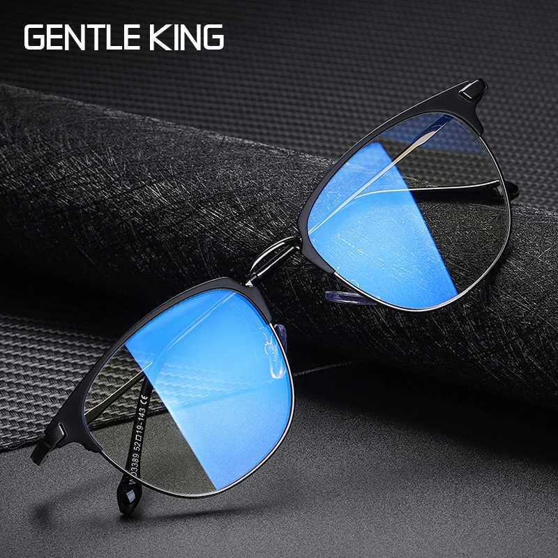 

GENTLE KING Vintage Retro Metal Spectacles Frame Women Men Anti Blue Light Ray Blocking Eye Glasses Frames Clear Lens Eyewear