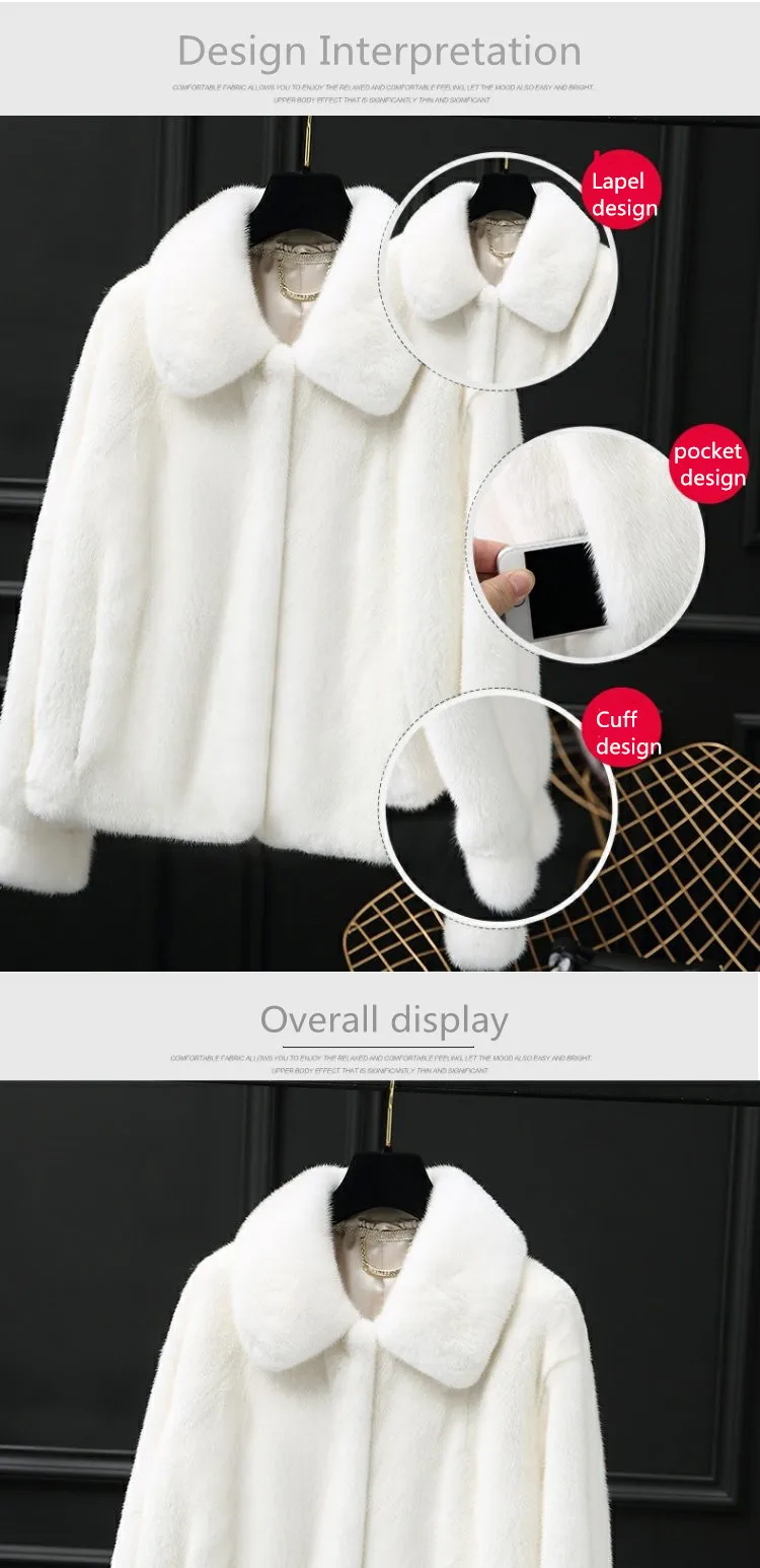inverno полностью из норки мех revestimento das mulheres curto moda simples pequena pracha de colarinho casaco de pele de vison