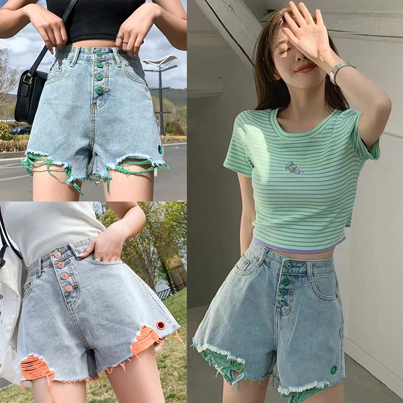 FINEWORDS в стиле ретро оранжевая кнопка высокого шорты с эластичной резинкой на