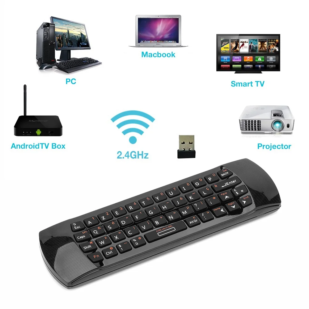 Пульт дистанционного управления Rii Mini i25 2 4 ГГц Fly Mouse с клавиатурой AZERTY для Smart TV
