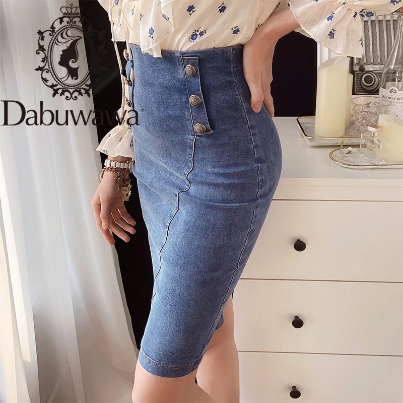 

Dabuwawa Elegant Solid Double Breasted Slim Women Pencil Skirt High Waist Bodycon Skirt Office Spring Skirt Ladies DT1DSK009