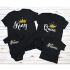 1 шт. смешной Королевский Королева принц принцесса семья футболки в тон Золотая Корона принт отец сын мать и дочь рубашки Детские наряды