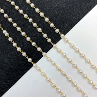 golden handmade chain imitation pearl fashion copper chain for diy jewelry making necklace bracelet jewelry accessories 1 meter