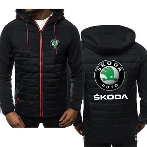Winter Men's Hoodies SKODA Logo Coat Zipper Hooded Jacket Cotton Coat Slim Fit Fashion Thicken Warm Outwear Man Tracksuit