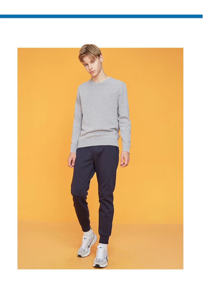 Giordano мужские свитера круглый вырез, длинный рукав трикотажный пуловер Coton Soild цвет легкий Stretechy Chompa Hombre 33059802