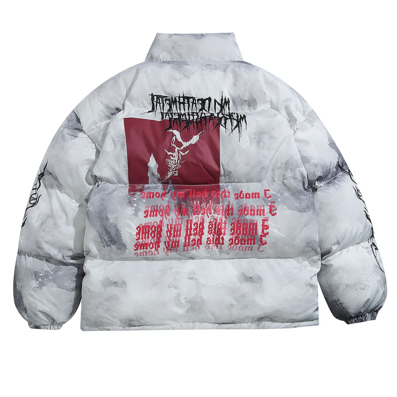 

Мужская хлопковая куртка в стиле Харадзюку, черная уличная парка в стиле хип-хоп с толстой подкладкой и принтом граффити, куртка в стиле пан...