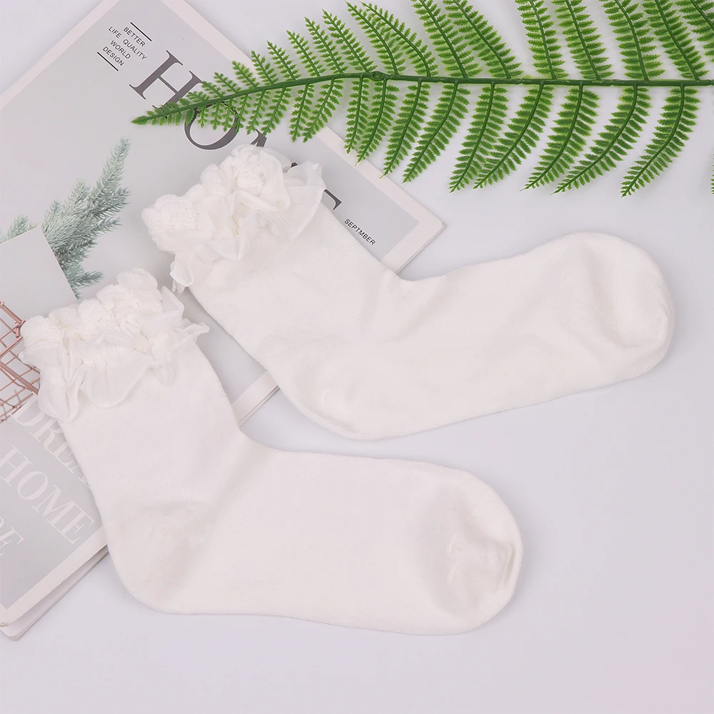 Винтажные милые стильные Ажурные кружевные короткие носки с рюшами и для девушек