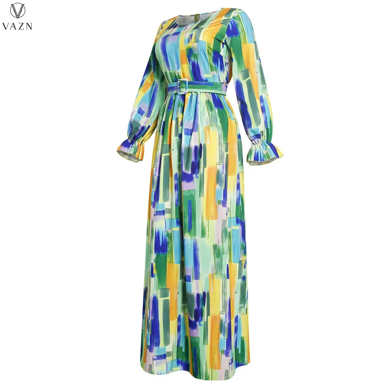 Женское шифоновое платье-макси с длинным рукавом свободного покроя