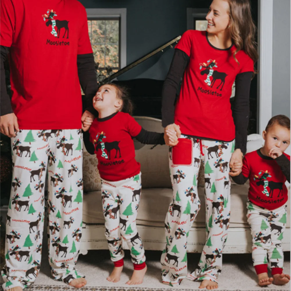 

Christmas scarf and elk printed home clothing suit parent-child set clothes Christmas pajamas for home outfits costume