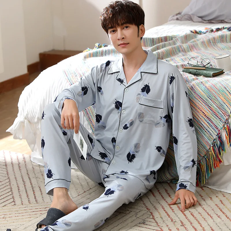 

Autumn Winter Long Sleeved Pajamas Set Plus Size Home Service Suit Casual Men Sleepwear Nightwear Plaid Sleep Shirt Pyjama Sets