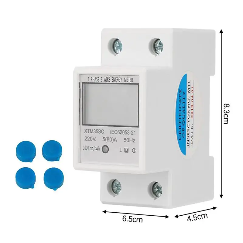 

2P DIN-Rail Electronic Energy KWh Meter Accuracy Class 1 XTM35SC 220V 5(80)A Digital 1 Phase 2 Wire Din-Rail Energy Meter