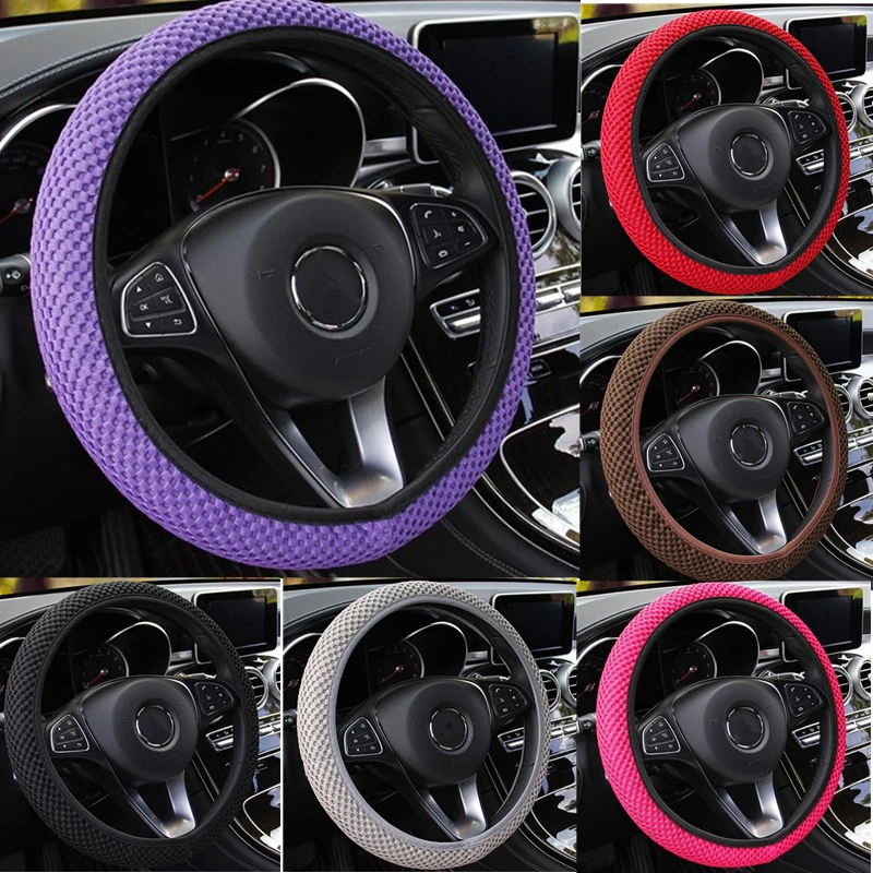 

Wear-resistant Anti-slip Steering Wheel Protector Car Accessories Interior 1Pcs Ice Silk Steering Wheel Cover Universal for 38CM