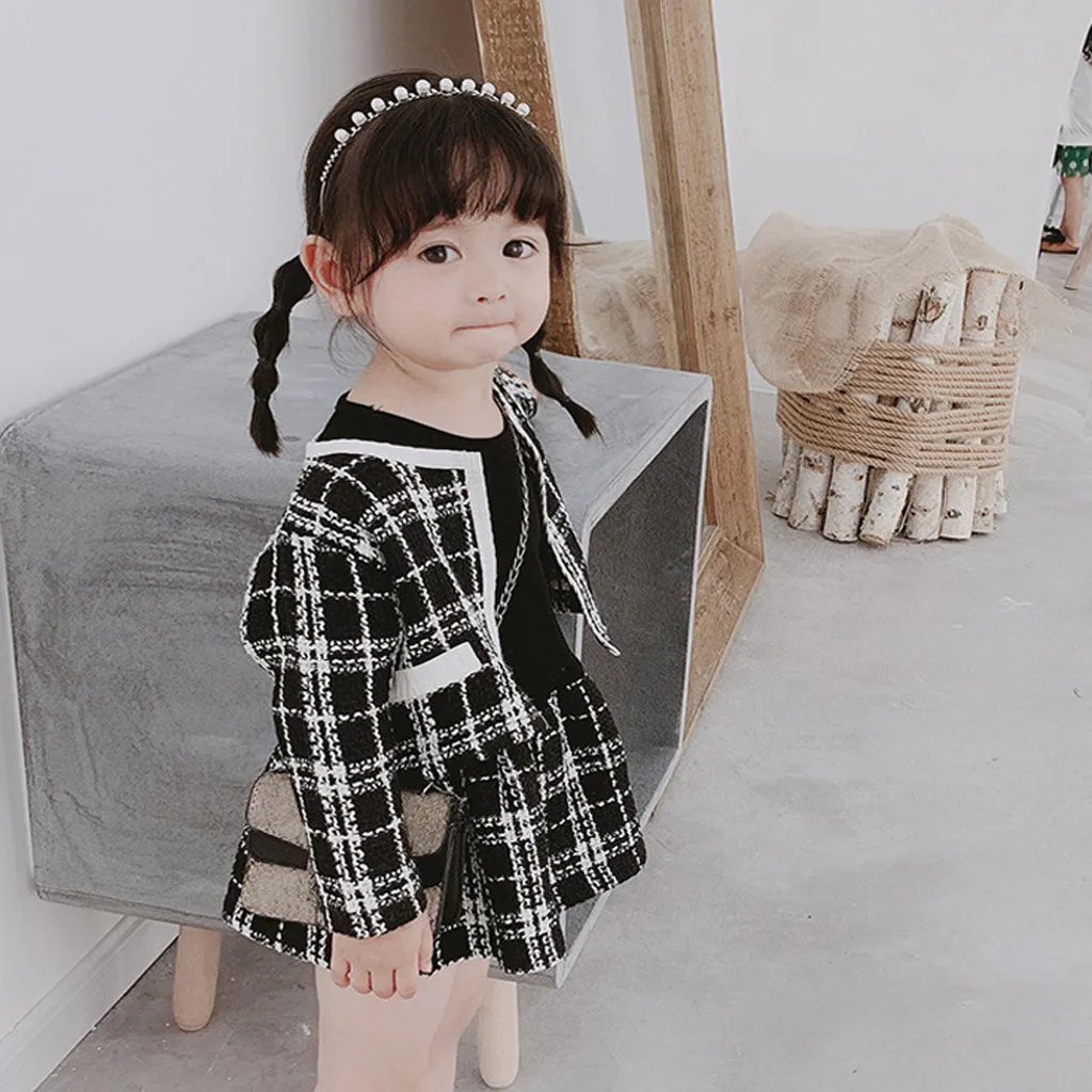 Одежда для маленьких девочек пальто в клетку куртка юбка вязаный свитер