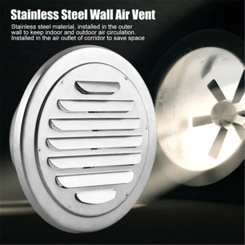 

Stainless Steel Exterior Wall Air Vent Grille Round Ducting Ventilation Grilles 70/80/100/120/150/160/180/200mm Durable Vent Cap