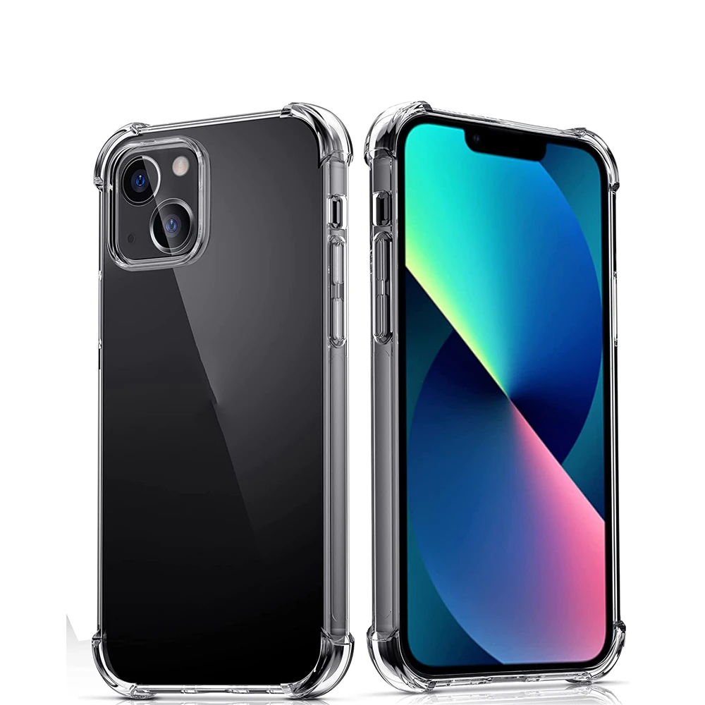 

Reinforced Clear Case for iPhone 13 12 11 Pro 7 8 Plus Soft Silicone Case for iPhone 13 12 mini 11 Pro Xs Max Protective Cover