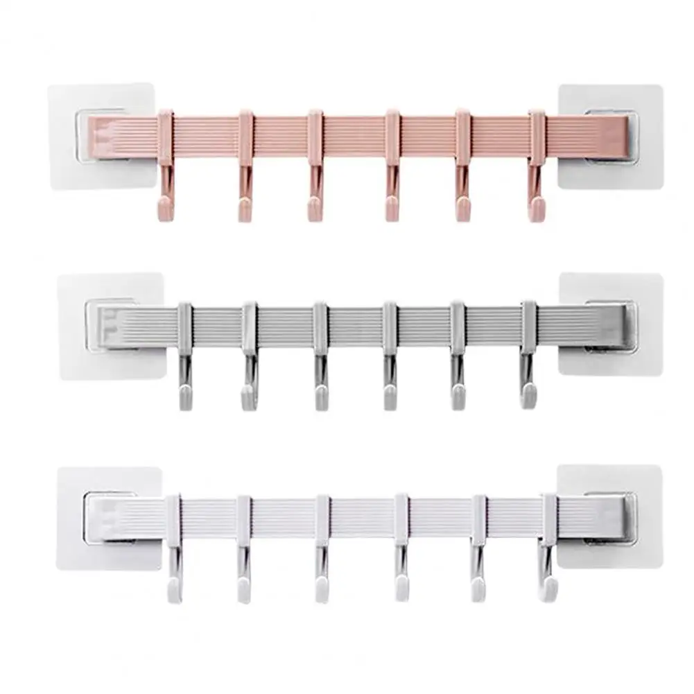

Wall Hanging Punch-free 6 Hooks Plastic Bathroom Towel Hook for Toilet