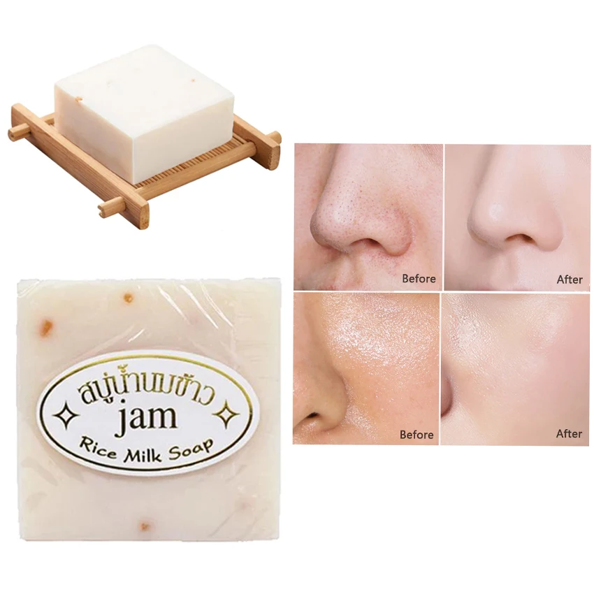 

Handmade Rice Milk Soap Collagen Vitamin Skin Whitening Acne Pore Removal Moisturizing Cleansing Bleaching Rice Milk Soap
