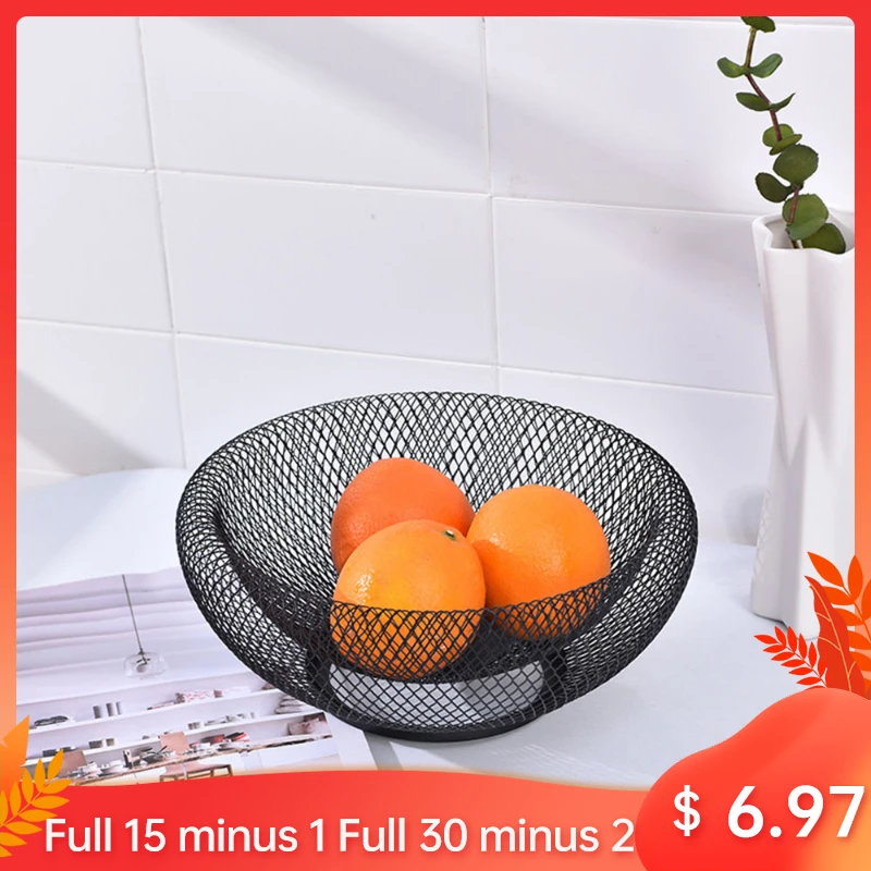 

Nordic Double Layered Metal Basket Geometric Fruit Vegetable Storage Basket Hollow Out Bowl Kitchen Storage Container Desktop