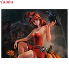 Алмазная 5D картина сделай сам на Хэллоуин, мультфильм, ведьма и ворона, мозаика, вышивка стразы, вышивка крестиком, квадратная круглая вышивка