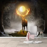 custom 3d photo moon forest elk 3d mural wallpapers for living room restaurant cafe wall decor waterproof canvas painting tapety