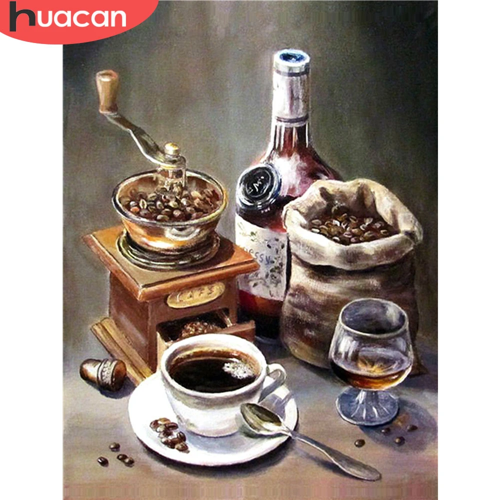 

HUACAN 5d Diamond Painting Coffee DIY Diamond Embroidery Cross Stitch Landscape Mosaic Pictures Wall Art Decor For Home