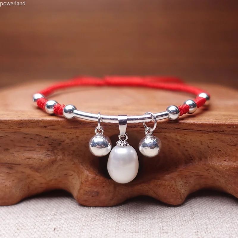 Freshwater Pearl Charm Red Bracelet for Women Fashion Gift s925 Sterling Silver Lucky Bangle Handmade Jewelry | Украшения и