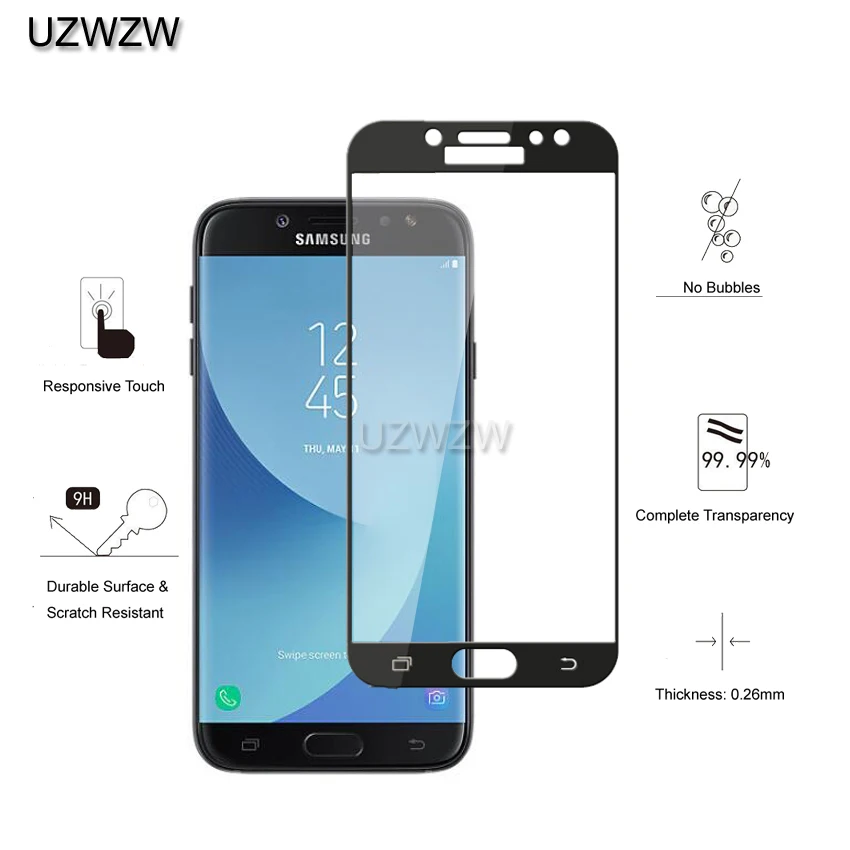 2 шт закаленное стекло для samsung Galaxy J7 j730 полное покрытие 0,26 мм экран защитное закаленное стекло для samsung J7 стекло