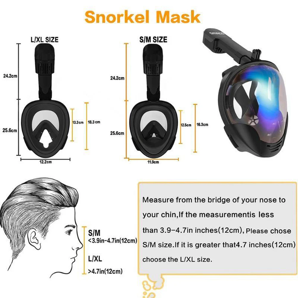 Маска для подводного плавания с полным лицом набор тренировочная маска камеры