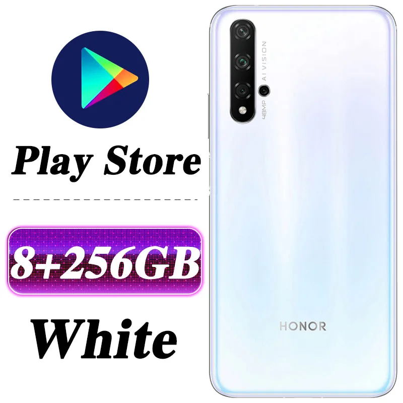 HONOR 20 мобильный телефон 6,26 дюймов Kirin 980 Восьмиядерный емкостный экран 3750 мАч SuperCharge NFC Google play - Цвет: 8G 256G White