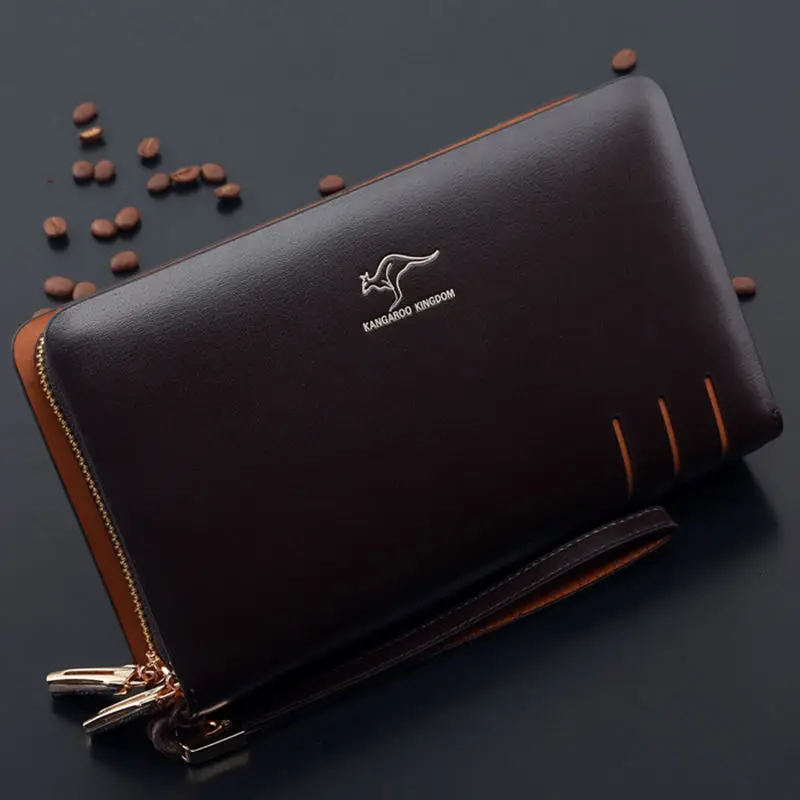 Мужская кожаная сумка-кенгуру Kingdom клатчи с двойной молнией сумочка для мужчин |