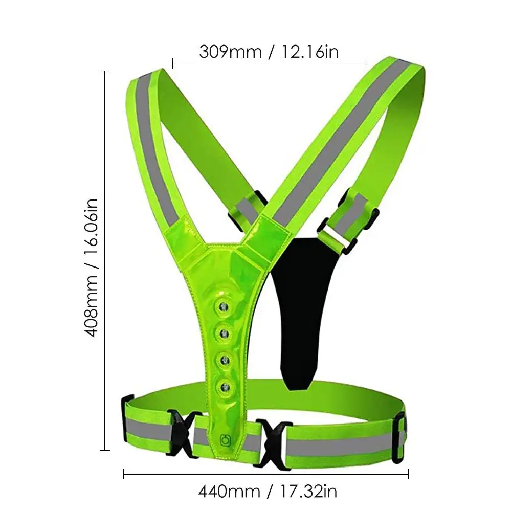 

LED Cycling Vest High Visibility Outdoor Running Cycling Reflective Safety Vest Adjustable Elastic Strap Riding Reflective Belt