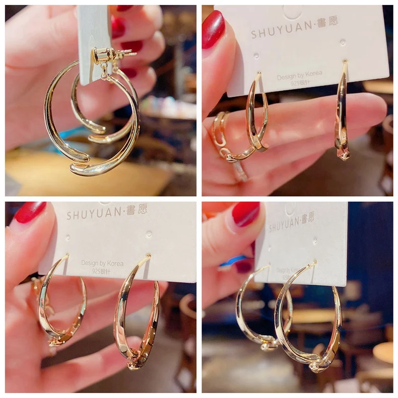 

New Long Simple Geometric Curve Fashion Earrings Women's Party Jewelry Light Design Earrings 1Pair Hot Fashion Woman Girl Gift