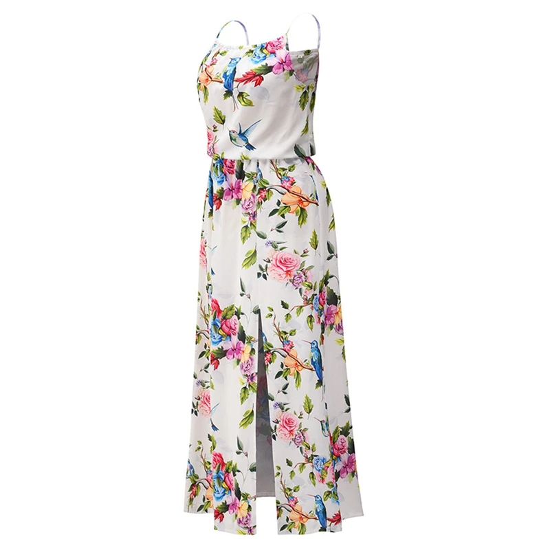 

Women Boho Beach Summer Floral Maxi Dress Elegant Sleeveless Holiday Vacation Summer Flower Long Dress