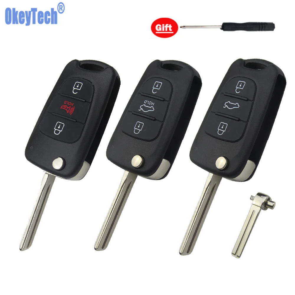 

OkeyTech для Kia K2 K5 Rio 3 Sportage Ceed аксессуары для флип-ключей для Hyundai Santa Fe I25 I30 IX35 акцент, Гетц чехол для автомобильного ключа