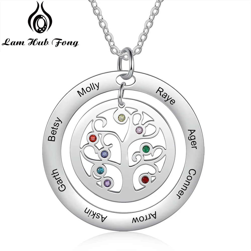 Персонализированное Ожерелье Древо жизни ожерелье с именем на заказ 8 камнями