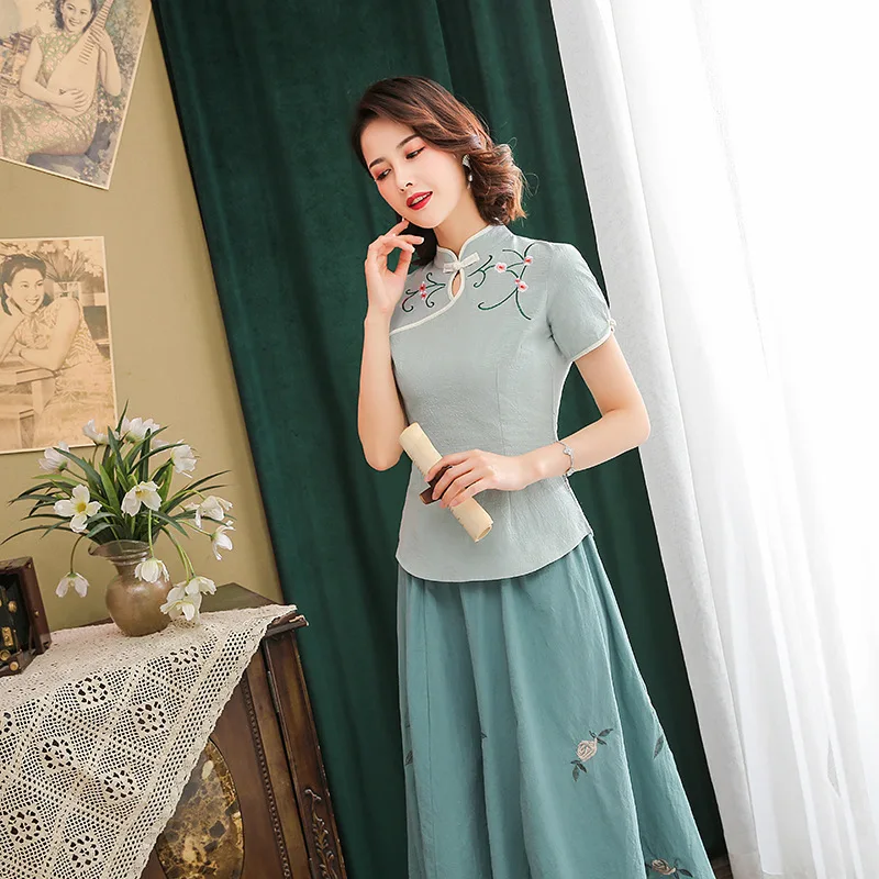 Женский традиционный костюм ханьфу тангчжуан Китайская национальная юбка с