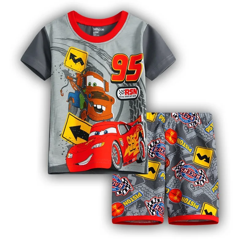 Kids Clothing Set Baby Cartoon Cars Pajamas Boys Girls Shorts Tees Nightclothes Sleepwear Toddler Pyjamas Sleepsuit Children | Детская