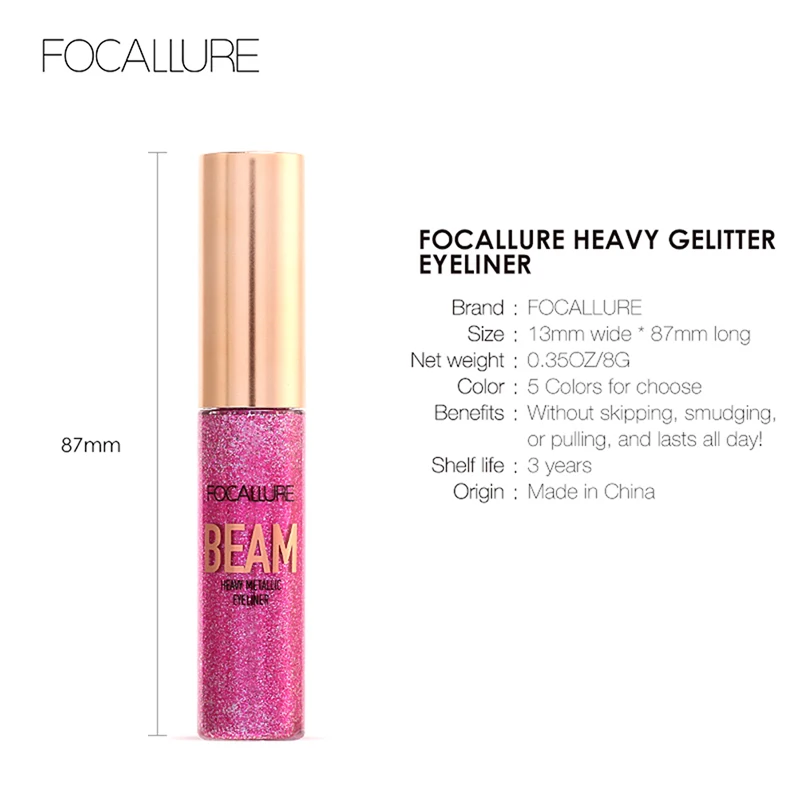 

Focallure Liquid Glitter Eyeliner Pencils White Gold Color Shining Eye Liner
