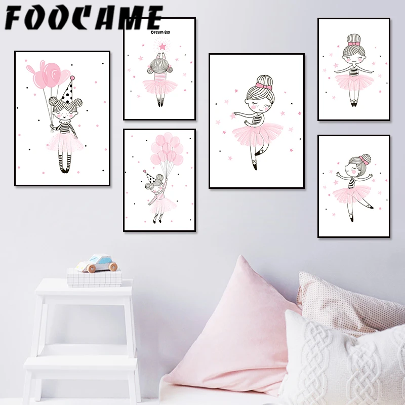 Картина на холсте с изображением милой розовой девочки скандинавские постеры и