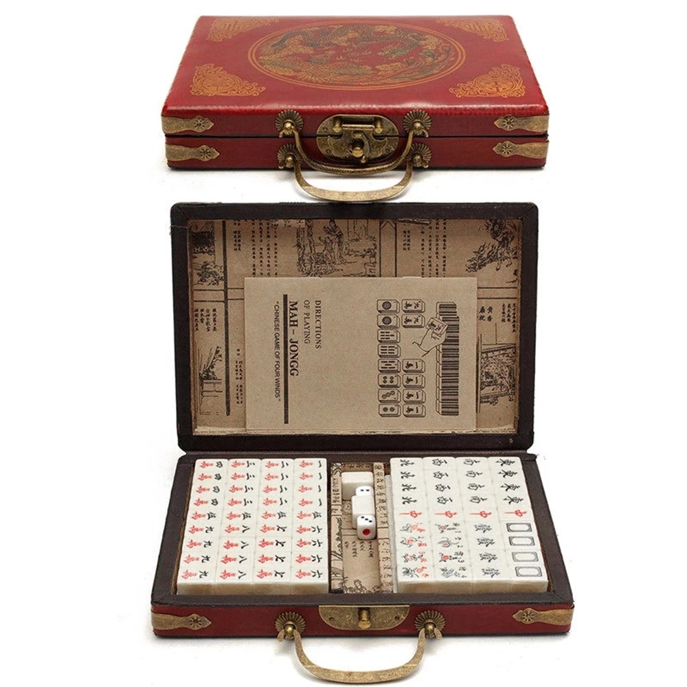 

New Mah-Jong Chinese Numbered Mahjong Set 144 Tiles Mah-Jong Set Portable Chinese Toy with Box Party Gambling Game Board Game