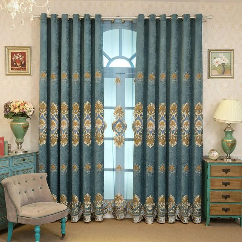 

European Luxury Embroidered Blackout Curtains Curtains Luxury Floor Curtains for Living Dining Room Bedroom
