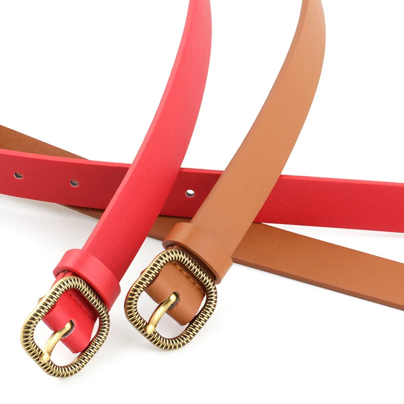 Женский широкий кожаный ремень черный красный белый коричневый декоративный