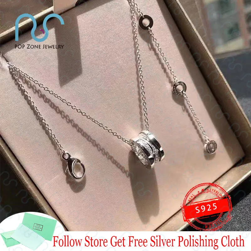 

Famous Brand Luxury Necklace Zero Legendary Masterpiece Series Full Zircon Spiral Shape S925 Sterling Silver Necklace With Logo