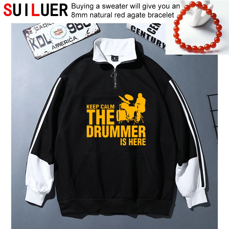 

Unisex New A drummer and drums 100% Cotton Women Men Sweatshirts Casual Keep Calm The Drummer Is Here Hoodies Sports Pullovers