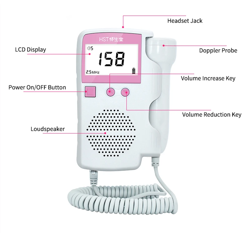 Монитор сердечного ритма ЖК дисплей Fetal Doppler сердцебиение детектор Портативный