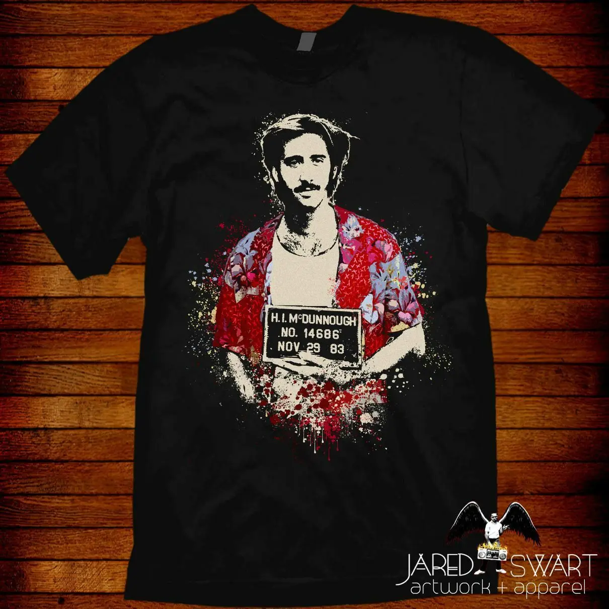 

Raising Arizona T-shirt artwork by Jared Swart inspired by 1987 Coen bros movie