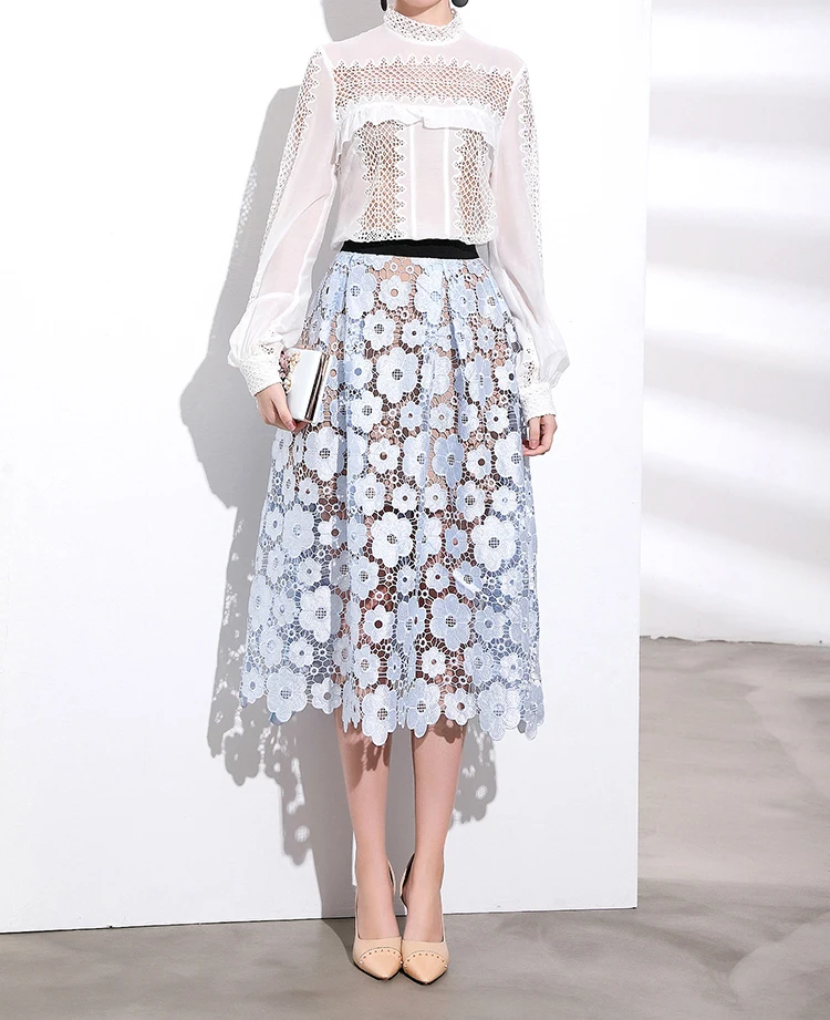 

Customized European and American Style Street Lace Silk Sexy Hollow Top Shirt Dress Dress