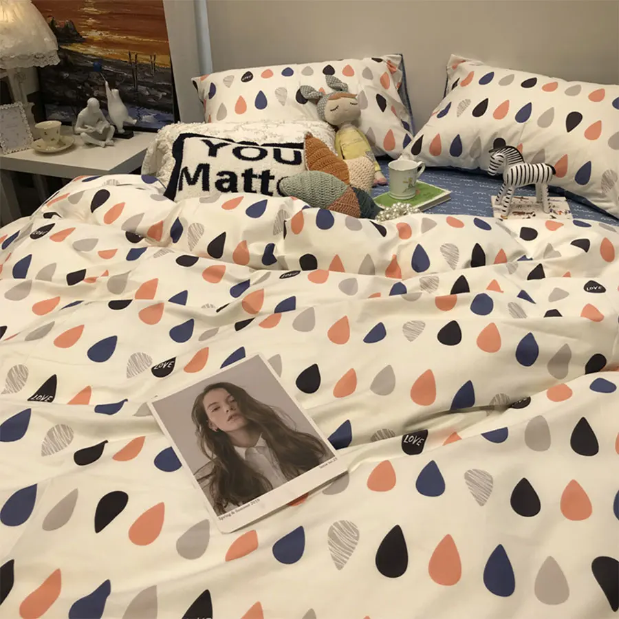 

Cute fashion raindrop geometric bedding set,single double cotton twin full queen home textile bed sheet pillow case duvet cover